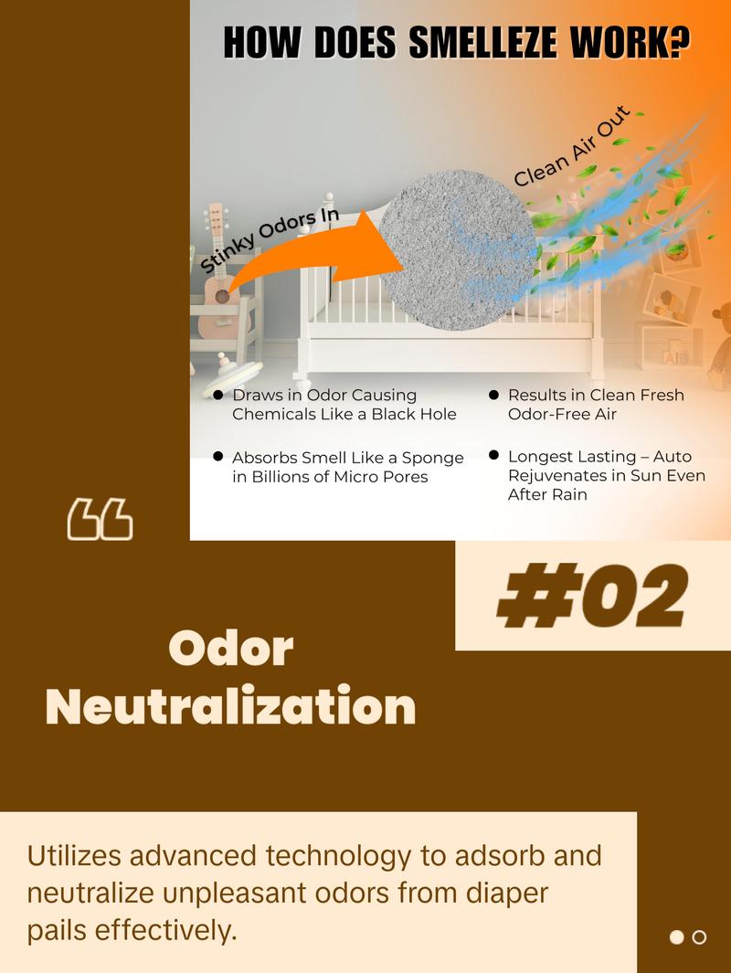 SMELLEZE Diaper Pail Deodorizer, Odor Eliminator for Diaper Pail, Baby Poop Deodorizer & Human Urine Odor Eliminator, Deodorizes Infant & Adult Diaper Pails - 2 lb. Granules