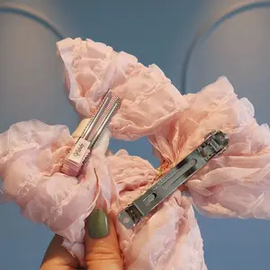 Airy Bow Spring Clip with Pearl Drop Accent