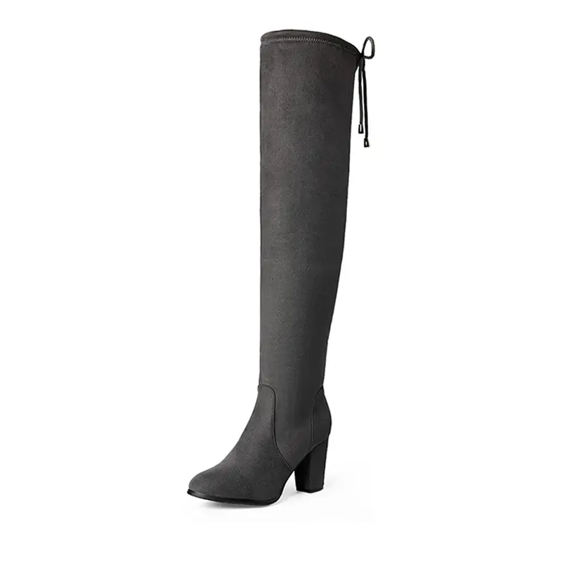 Dream Pairs Women's Faux Suede Over-the-Knee Boots - 3" Chunky Block Heel, Platform Sole, Adjustable Drawstring Tie, Footwear, Rubber