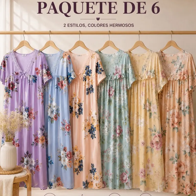 Women’s Fleece Robes Variety Pack of 6 – Assorted Sizes (M, L, XL & XXL) Paquete de 6 Batas de casa para Mujer – Tallas Surtidas (M, L, XL y XXL)