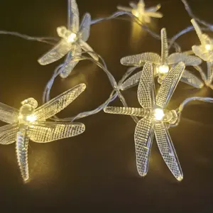 1pc LED Plastic Rigid Dragonfly Shape String Lights, Outdoor Garden Decorative 4.9ft/1.5m 10 Lights
