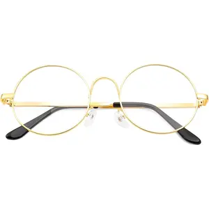 EyeconicFinds Metal Round Glasses for Men Women Retro Nerd Eyeglasses Classic Clear Lens Frame Costume Accessories B0275
