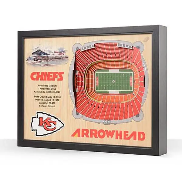 Football Fan Shop Officially Licensed NFL Kansas City Chiefs StadiumView 3D Wall Art