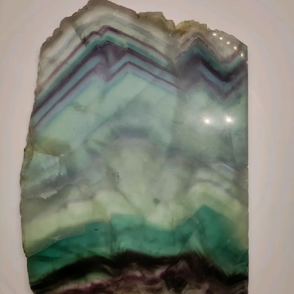 crystals Large Size Natural Fluorite Crystal Slab - No Display Stand, Feng Shui Statement Item, Room Decor, House Decor for Home or Office, Enhances Self-Esteem Decoration Ornament