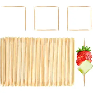 700 Pcs Bamboo Toothpicks 2.5 Inch Double-Pointed Sticks for Appetizers Fruit Cocktails Teeth Cleaning Bulk Picks for Party Kitchen and Household Use