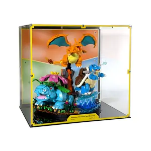 Acrylic Display Case UV Print Compatible with LEGO 72153 Pokémon Venusaur, Charizard, and Blastoise