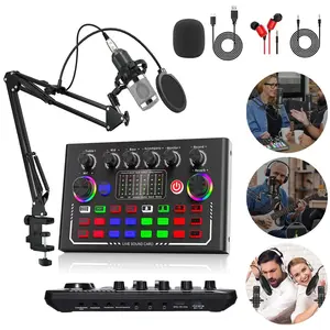 F009 Streaming Audio Mixer with voice converter, multiple live sound effects, digital mixing console, Studio Mixer, Sound Control Mixer for podcast equipment, karaoke, gaming, live streaming, PC/Mac/smartphone recording