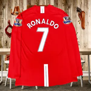 0708 Home Retro No.7 Ronaldo Long Sleeve Soccer Jersey