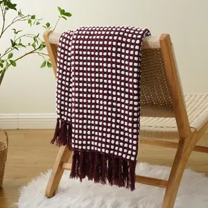 Knitted Red  Throw Blanket, Cozy Warm Lightweight Chenille Throw Blanket for Bed, Sofa,  Decor, 50"x60"