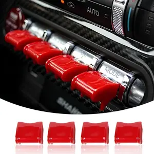 Center Console Dashboard Control Button Cover Trim Interior Accessories for Ford Mustang 2015-2022(4 Pack, Red)