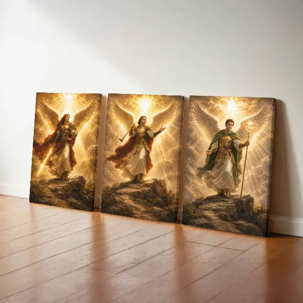 Archangels Wall Art Set of 3 - Michael, Gabriel & Raphael Art Prints, Religious Art, Christian Posters for Catholic Home Decor
