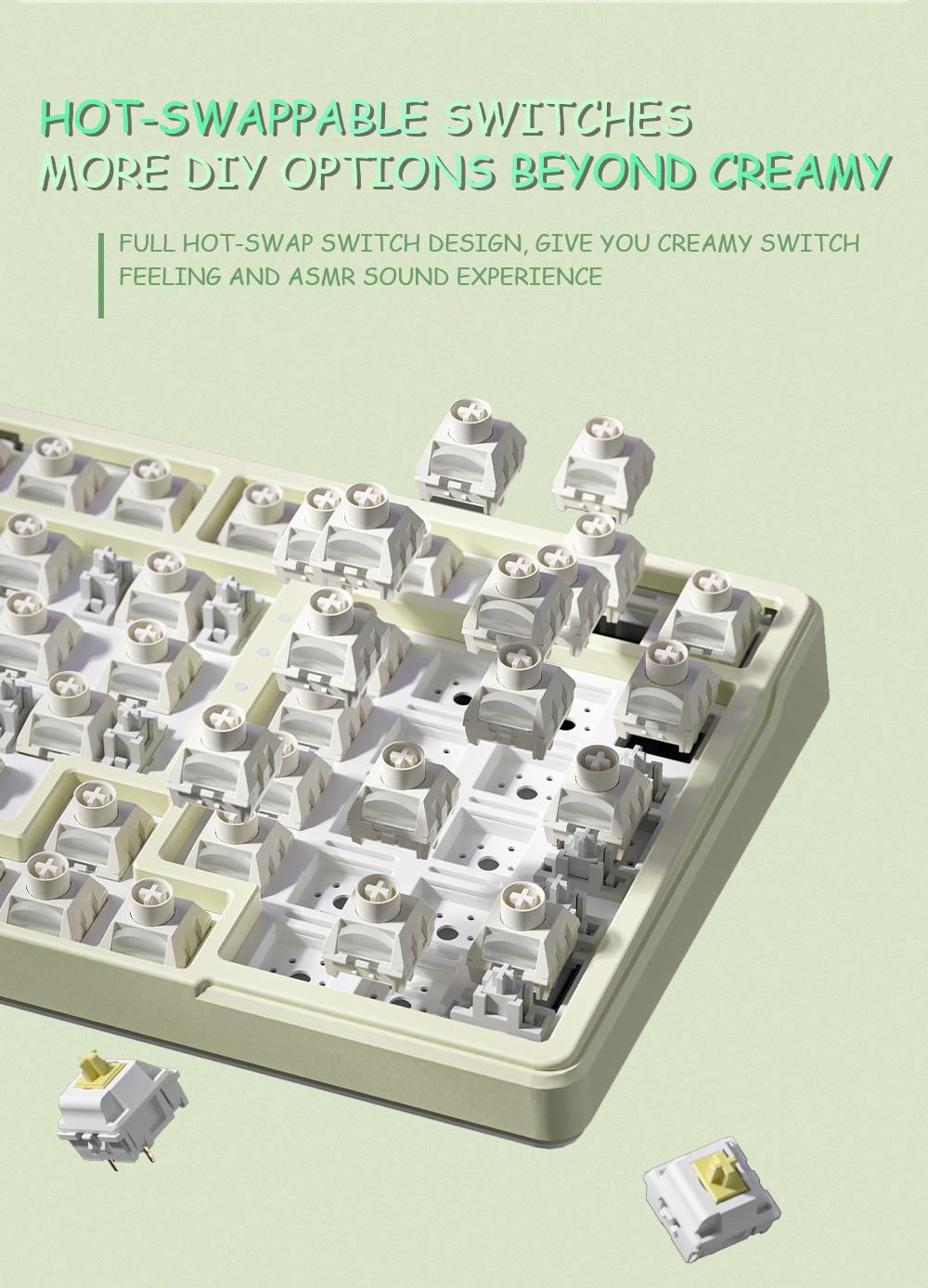 FURYCUBE K99 Pro Wireless Creamy Mechanical Keyboard Bluetooth 2.4G Tri-Mode Side Engraved Gaming For Laptop Computer 99 Keys RGB PBT Keycaps 3/5 Pin Hot key cappuller Custom RGB Mini Gaming Keyboard keyboard Gifts FURYCUBE K99 Pro Wireless Creamy Mechanical Keyboard Bluetooth 2.4G Tri-Mode Side Engraved Gaming For Laptop Computer 99 Keys RGB PBT Keycaps 3/5 Pin Hot key cappuller Custom RGB Mini Gaming Keyboard keyboard Gifts