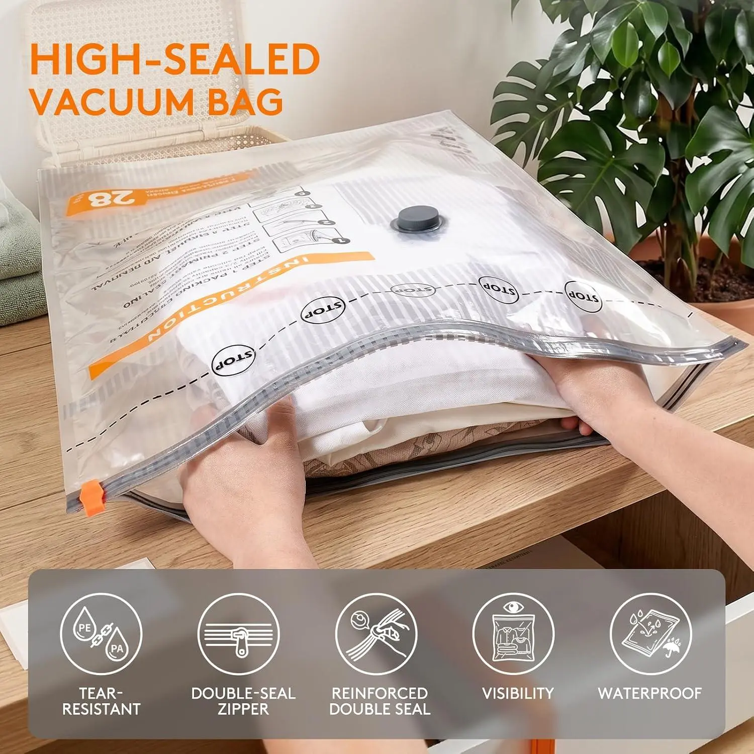 10-Pack Vacuum Storage Bags with USB/Type-C Electric Pump, Travel Compression Bags, 3 Sizes for Clothes, Bedding & Closet Organization