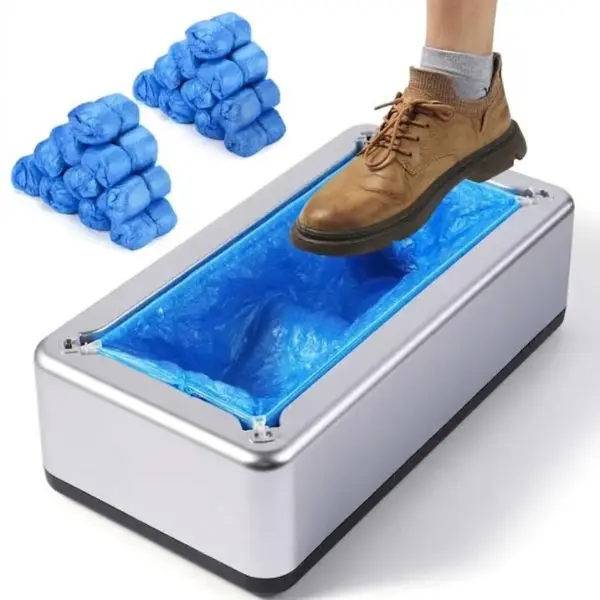 Silver Disposable Shoe Cover Dispenser Machine - 200pcs Non-Slip Shoe Covers, User-Friendly & Durable, Fits Up to US Men's Size 11, Home & Hospital Indoor Home Supplies
