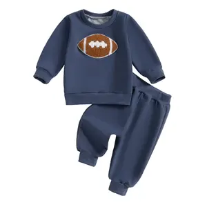 Toddler Baby Boys Football Outfit Long Sleeve Sweatshirt Pullover Tops Elastic Waist Jogger Pants Fall Winter Clothes