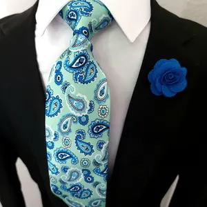 Aqua Mint Blue Paisley Tie