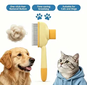 2-Pack Self-Cleaning Pet Hair Removal Comb for Dogs & Cats – Stainless Steel Teeth for Shedding, Mats & Tangles, Works on Long & Short Hair