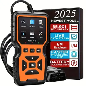 V519 OBD2 Code Reader, Professional Car Engine Fault Scanner with Vehicle Info, Real-Time Data and Battery Voltage Test