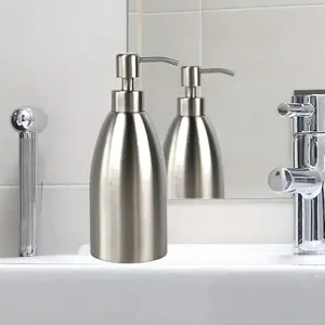 500ml Polished Stainless Steel Soap Dispenser Press-Type Liquid Lotion & Shampoo Bottle for Bathroom