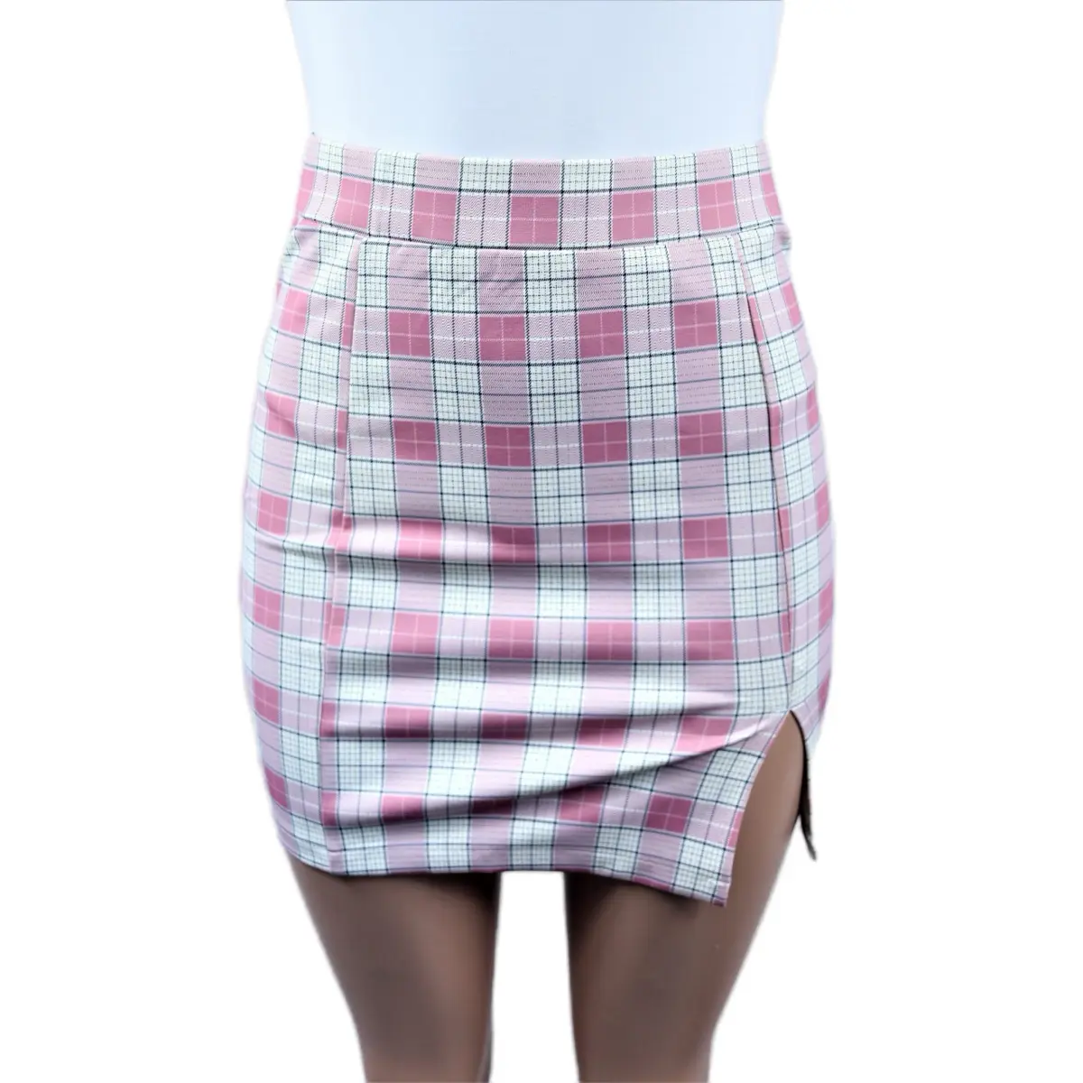 Clueless Plaid High Waisted Skirt for Women - Casual Day Bottom with Spandex Material Womenswear Polyester bodycon skirt