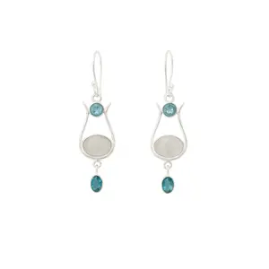 Blue Topaz and Moonstone Dangle Earrings