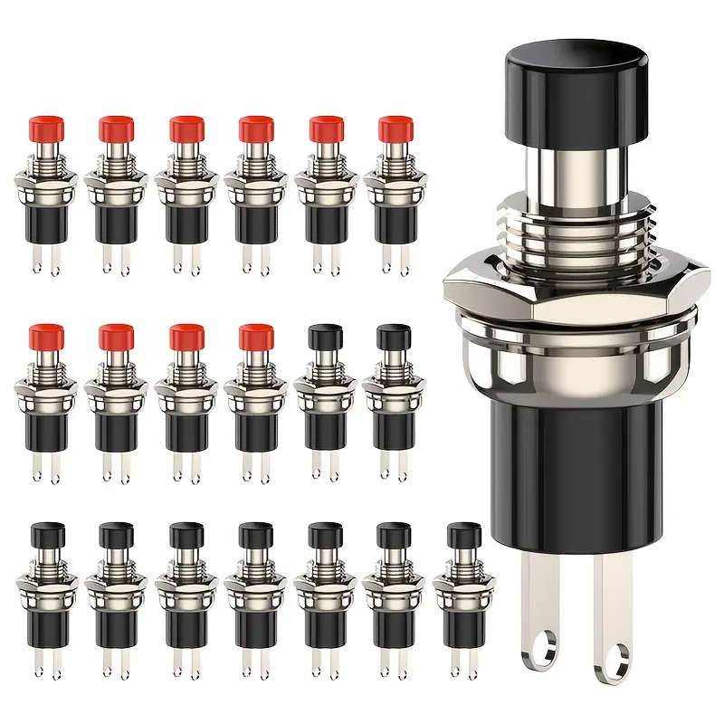 20 Instantaneous Push Button Switches, On Off Switch, Metal Switch, 1a 250vac Spst Mini No Switches, & Housing, Ideal for DIY Projects