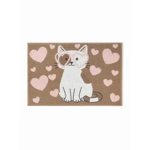 Cider HEART & CAT PATTERN DOOR MAT Cider HEART & CAT PATTERN DOOR MAT