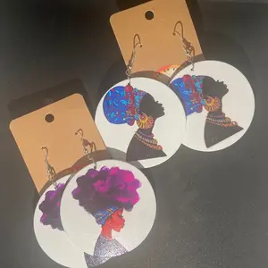 African wooden ear rings Elegant