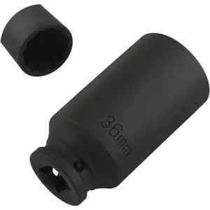 36mm Socket 1/2" Drive,12-Point  Socket for Axle Nut & Hub Lock Nut Removal,High Torque 12 Point Axle Nuts Sockets  Tools for  Wrench Ratchet (36mm)