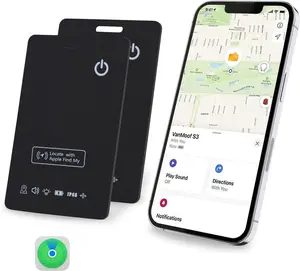 [Apple MFi Certified] LBPRT Air-Tag Card Wallet Tracker Thin 1.6mm 2 Pack, Rechargeable Air-Card Tag Work with Apple Find My (iOS Only, Android not Supported), Item Finder Locator for Luggage Suitcase