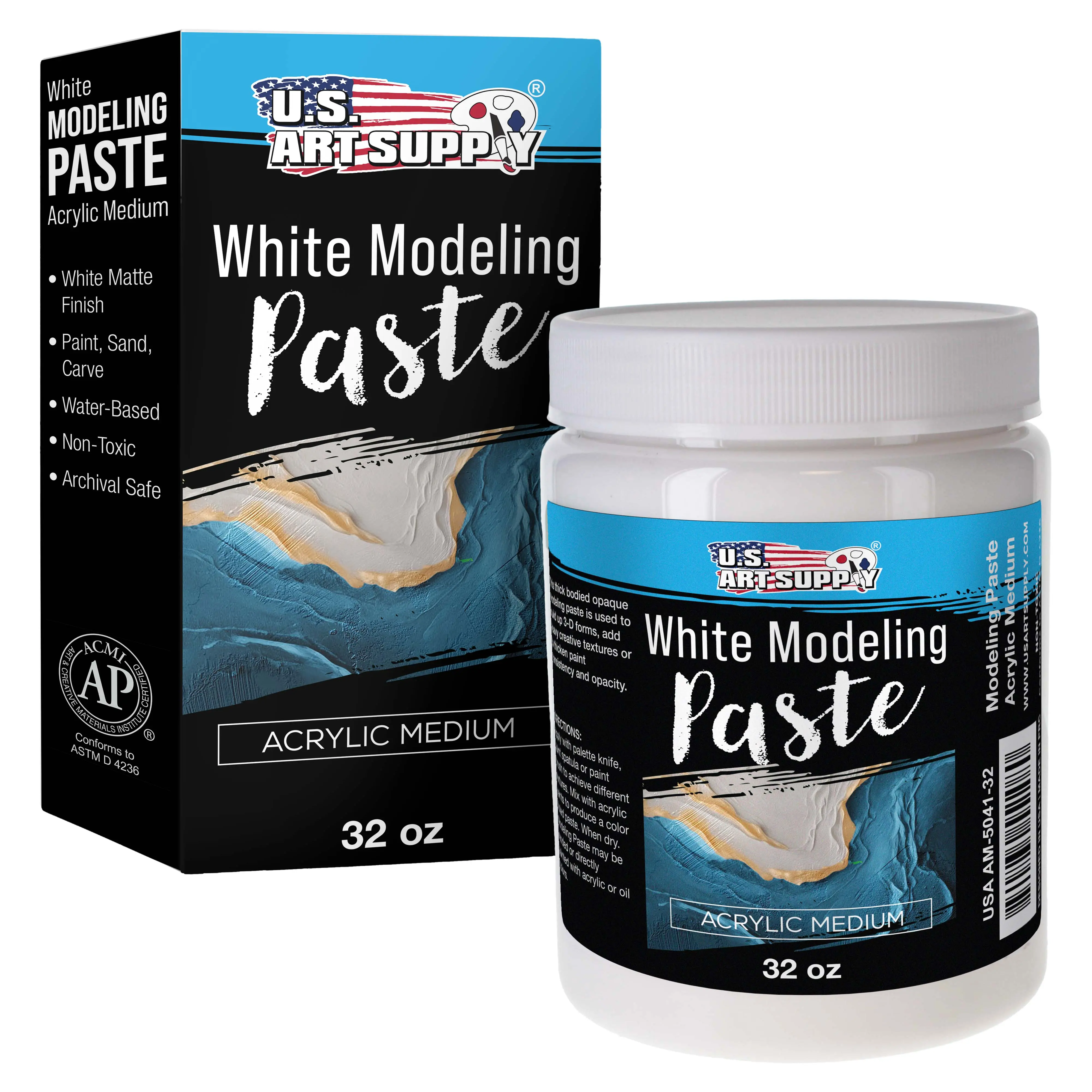 Acrylic Modeling Paste White - 32oz, Lightweight, Flexible, Mixable, Sandable, and Archival-Safe