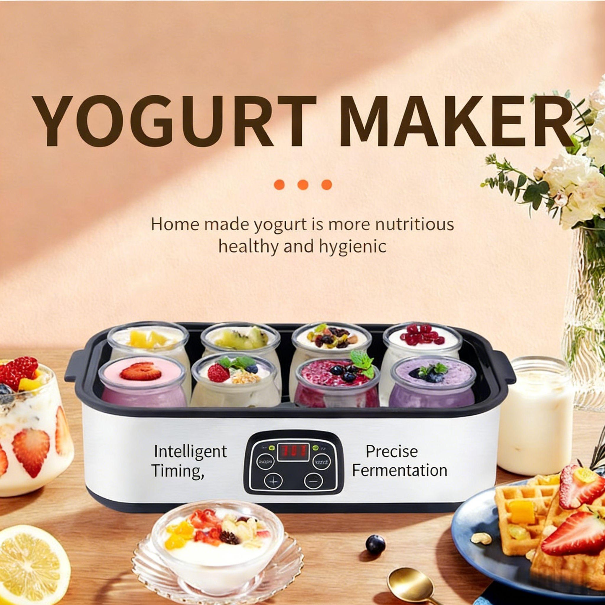 8-Cup Digital Yogurt Maker with 5 FREE Kitchen Accessories - Make Fresh Yogurt At Home!