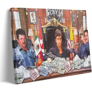 Arimex Scarface Al Pacino El Chapo And Pablo Escobar Tony Montana El Chapo Pablo Escobar Wall Poster Art Canvas Printing Poster Office Bedroom Aesthetic Poster