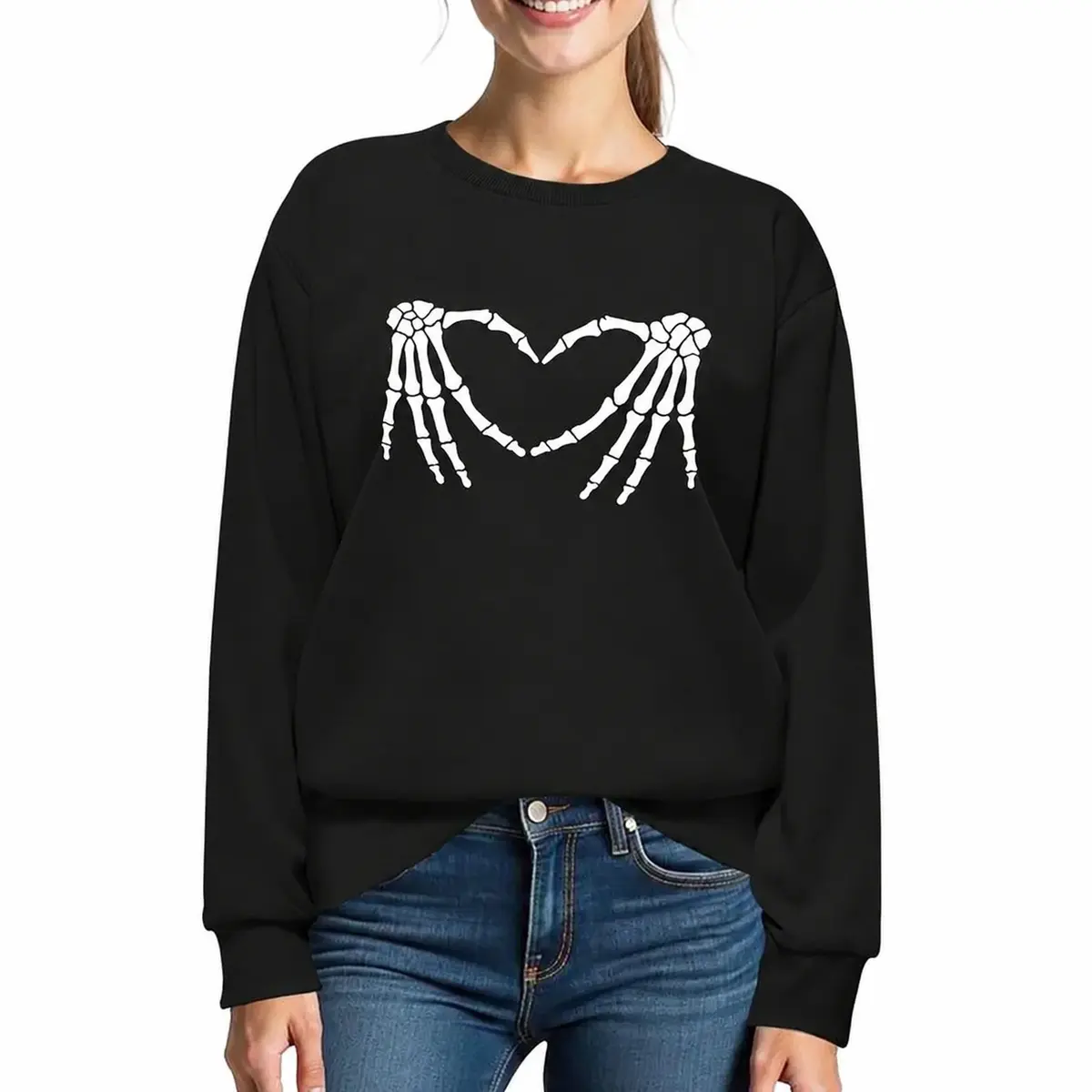 Spooky But Cute: Women's Embroidered Ghost Cat Fall Sweatshirt, Soft Cozy Pullover with Stitched Cat Design for Halloween Season, Pumpkin Patches & Cozy October Days