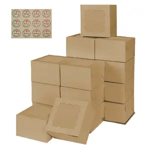 24set/48set Boxes with Window,  Auto Pop-up Chocolate Covered Strawberry Boxes White Bakery Boxes for Cookies, Treats, Pastry, Breakable Heart, Donuts, Muffins(3.39x3.39x2.48 Inch)