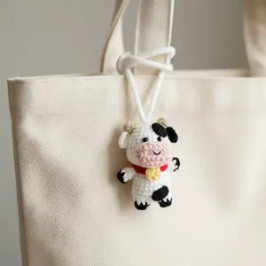 Cute Cow Car Accessories, Rearview Mirror Hanging Decoration, Adorable Cow Gift, Knitted Cow Decorations for Cars, Unique Auto Gifts, Car Interior Decor