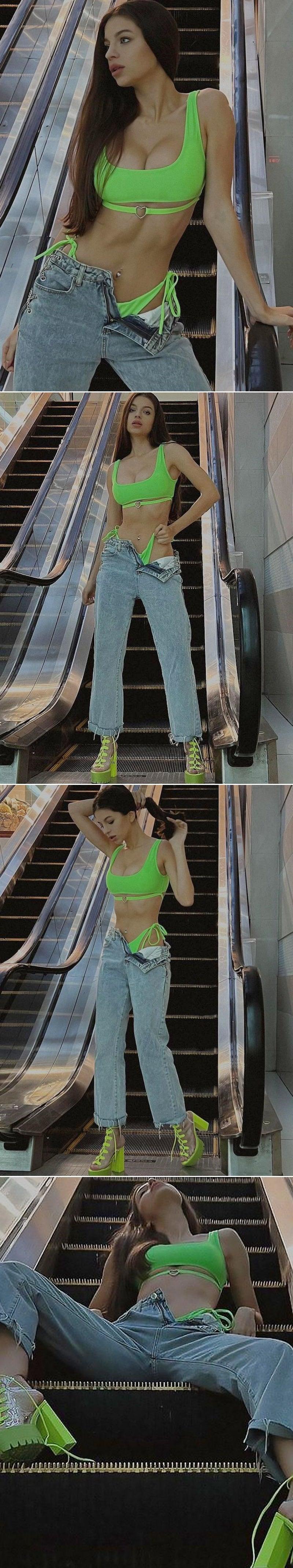 Solid Color Drawstring Bikini SetX ANECHKAANNN ⭐