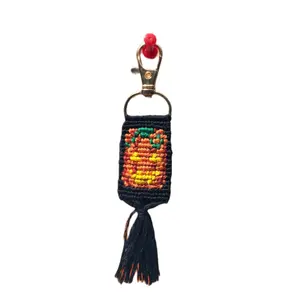 Jack O Lantern Keychain with Colorful Embroidery and Tassel for Halloween Decor Festive Accessory