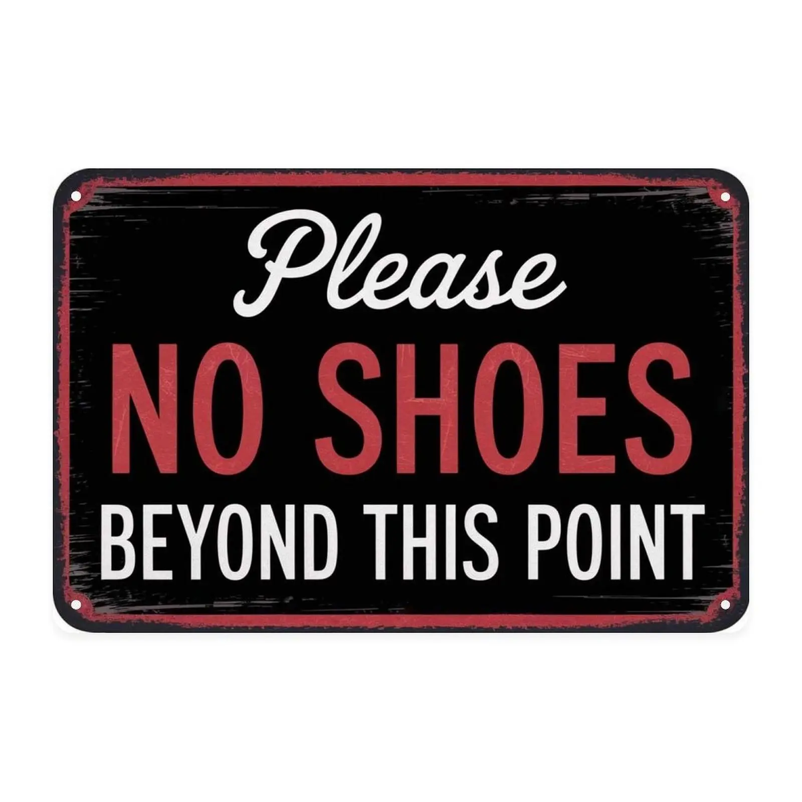 Vintage Please No Shoes Beyond This Point Metal Sign Print Aesthetic Room Decoration for Home Bedroom Kitchen Bar Coffee Shop Bathroom Indoor Outdoor Wall Decor, 8 X 12 IN