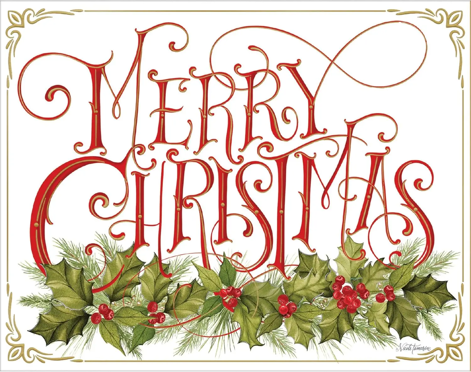 Christmas Holly Boxed Christmas Cards (1004909) - Festive Holiday Greeting Cards with Envelopes