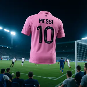 Men's Football Soccer Jersey Number pink #10 Messi Sportswear Short Sleeve Quick Dry Breathable Match Training Gear tops Shirt