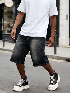 New American High Street Vintage Washed Gradual Denim Five-Quarter Pants, Retro Style, Comfortable Fit, Perfect for Casual Wear