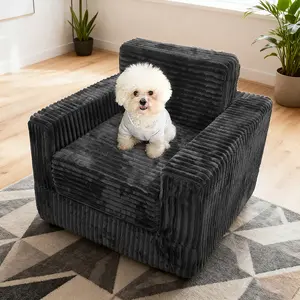 Memory Foam Lounger Upholstered Couch (Charcoal Grey) Boneless Chaise Lounge Portable Floor Lounge with Back Support New Hybrid Foam Design, No Sagging Comfort