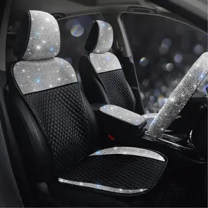 Artificial Rhinestone Decor Car Seat Cover, 3 Counts/set Car Front Seat Protector, Universal Car Interior Decoration Accessories for Women & Girls