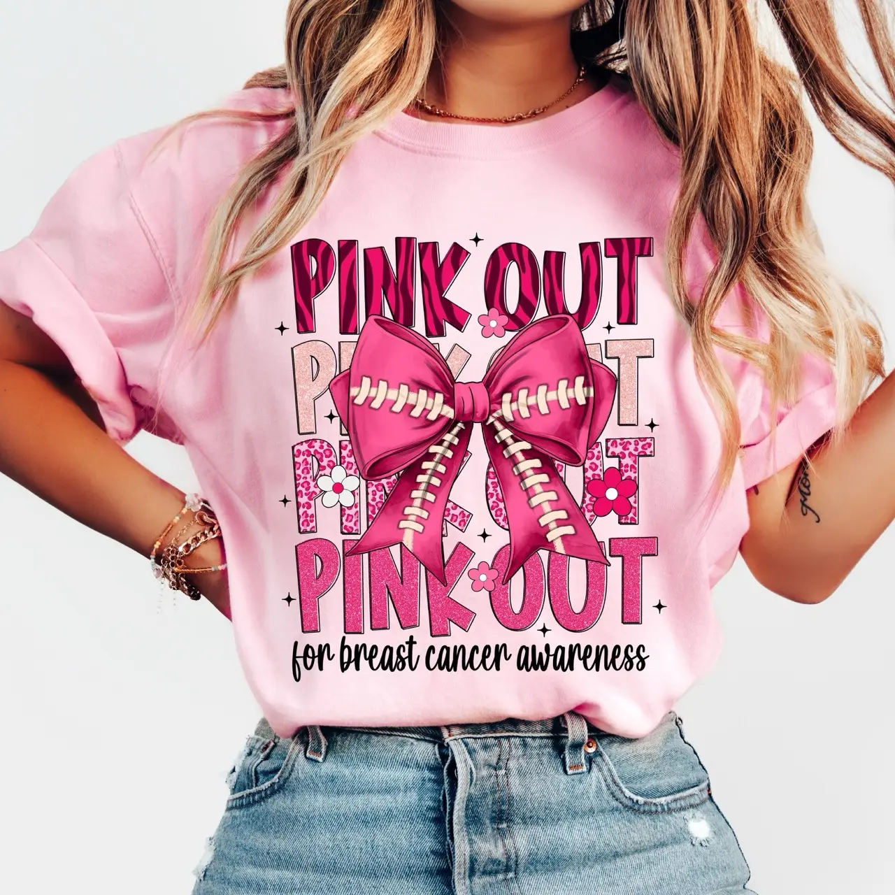 Breast Cancer Awareness Shirt, In October We Wear Pink T-Shirt, Inspirational Pink Ribbon Sweatshirt, Coquette Style Awareness Clothing