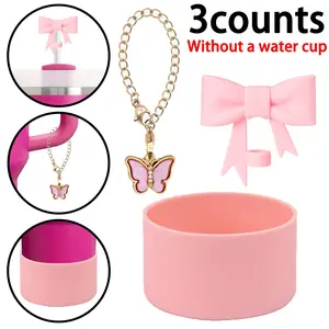Butterfly Design Straw Topper & Silicone Protective Bottom Cover & Chain for 40oz/30oz Tumbler, Drinkware Accessories, Drink Protector, Beverage Protector, Drinking Gadgets, Durable Silicone Cover (Not Included Cup & Straw)