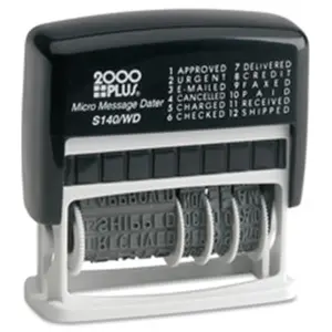 Consolidated Stamp Mfg.-Co.  Micro Message Dater- 12-Message- 6-Yr- .16 in. x 1.69 in.- BK-SR