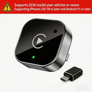 2-in-1 CarPlay & Android Auto Adapter, Aluminum Alloy Plug-and-Play Dongle, Wires-to-Wireless Enable, Fast Auto-Reconnect, No Delay, Wireless Sync, Compact Dual Interface USB/USB-C Port for iPhone (Black),summervibes