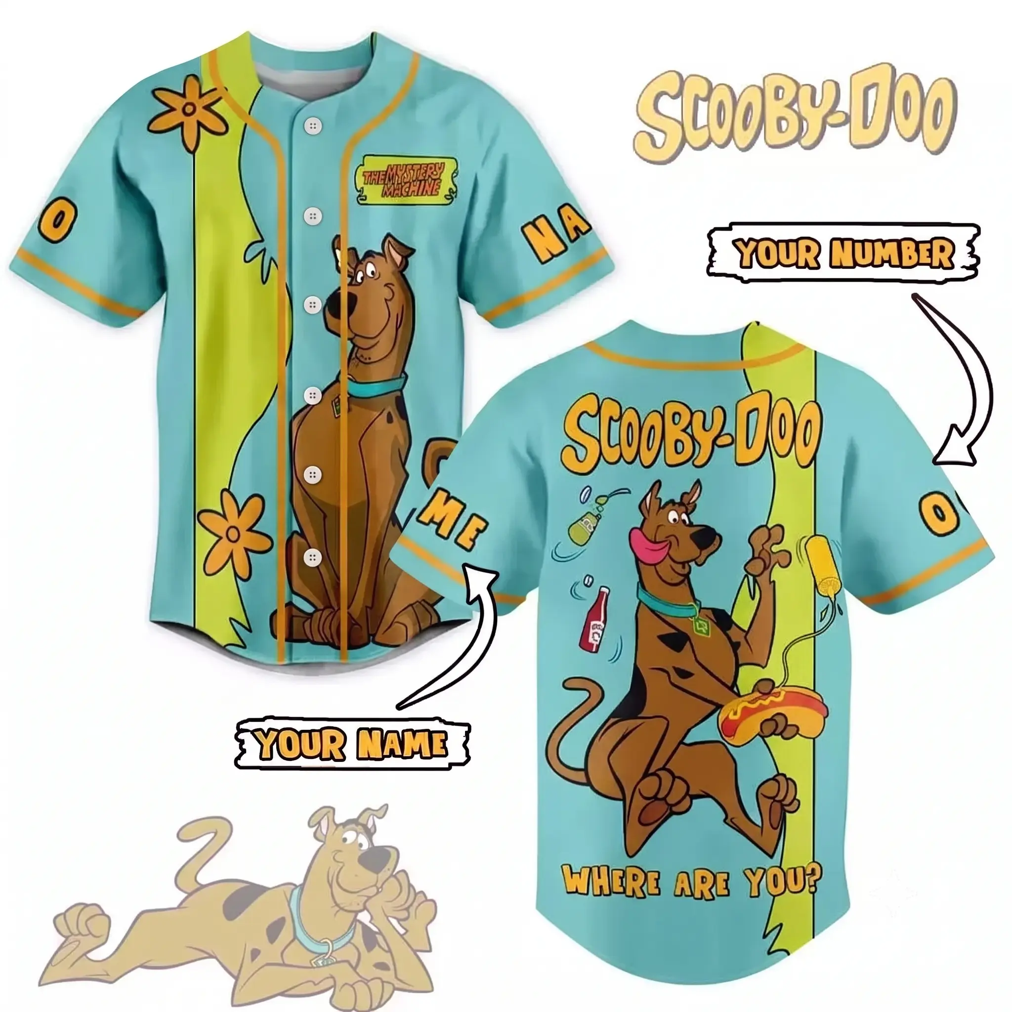 Personalized Scooby Doo Where Are You 3D Baseball Jersey Shirt, Horror Movie, Gothic Horror Sports Outfit