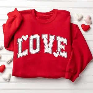 Retro Love Valentines Heart Sweatshirt Hoodie, Womens Valentine Shirt, Teacher School Outfit